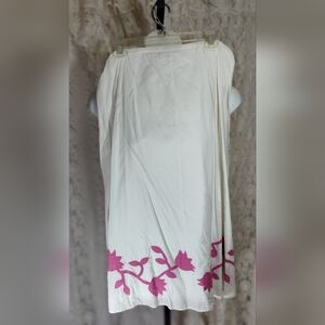 JM collection White Cotton Skirt With Pink Floral Appliques